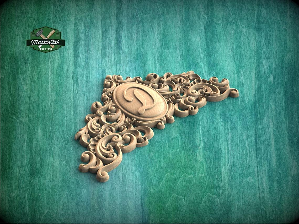 Personalized Eternal Carved Onlay with Cross, Unpainted, 1pc, Home Wall Embellishments, Furniture Carving, Ornamental Woodwork
