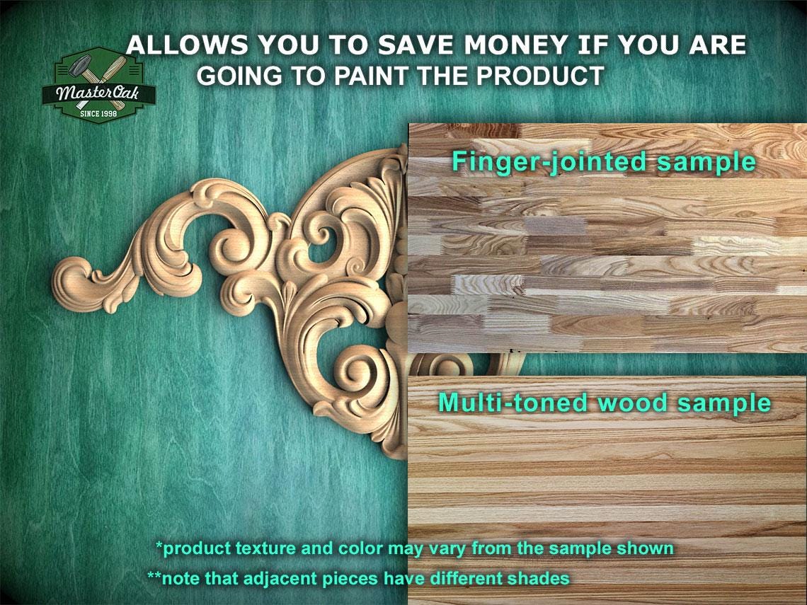 Elegant Woodwork: Cascading Bead Design Onlay, Horizontal Carved Onlay with Beads, 1pc, Unfinished, Home Wall Embellishments, Wood Onlay