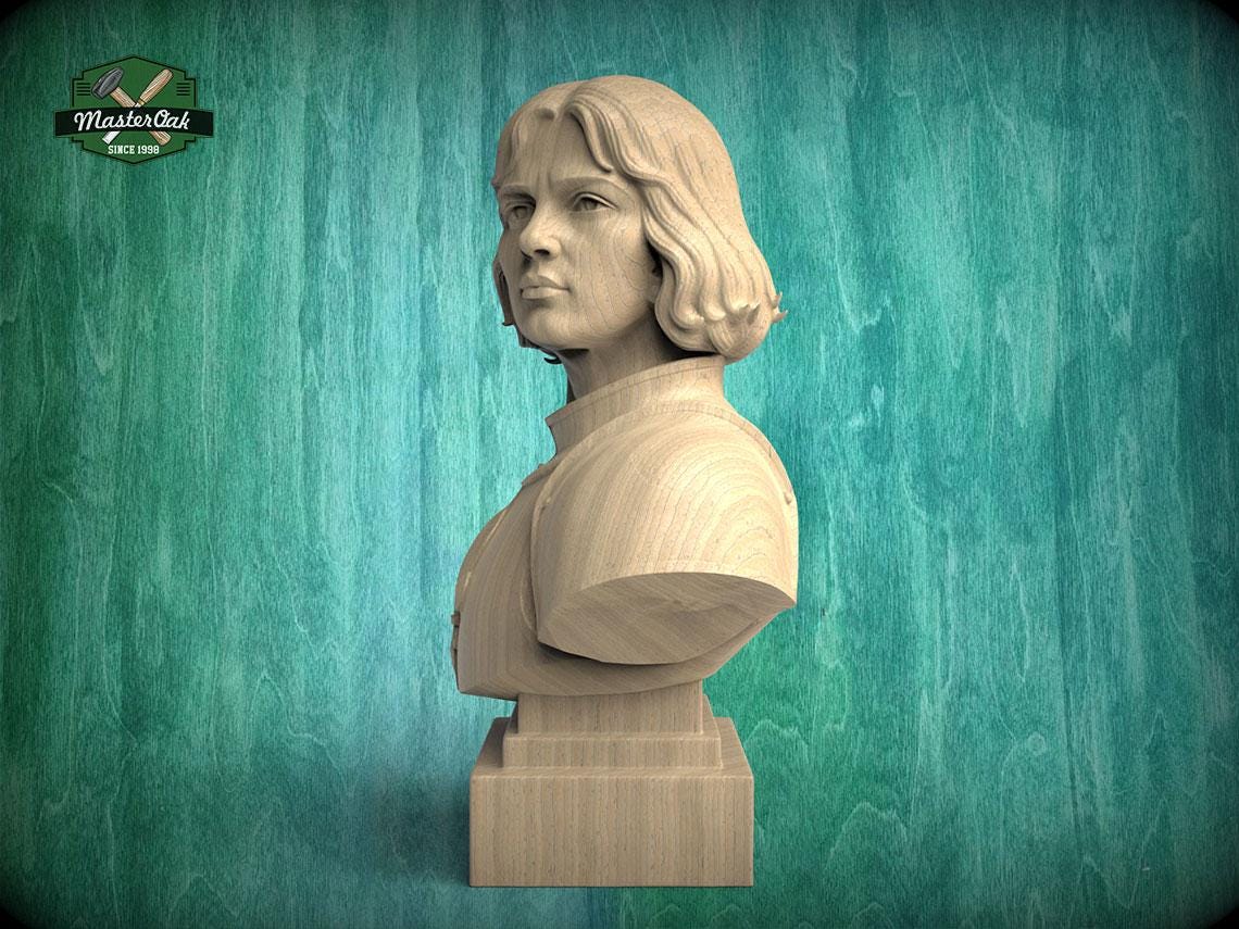 Joan of Arc Bust, Hand-Finished Wood Sculpture | Gift for Strong Women