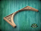 Victorian Gothic Arch Corner Onlays – Carved Wood Mirrored Floral Set of 2pcs