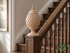 Grid Shaped Finial For Staircases, Carved Post Finials with square base, Staircase Newel Post Cap, Bed finials