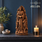 Daniel in the Lions Den Statue, Solid Oak Biblical Sculpture, Prophet with Two Lions, Judaica Home Decor, Religious Gift
