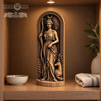 Artemis Wooden Statue with Deer, Greek Goddess of the Hunt Figurine, Moon Altar Decor, Ancient Mythology Sculpture, Pagan Gift