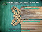 The image is a promotional advertisement for Master Oak Paint, showcasing two samples of their paint products. The left sample is a finger-joined wood sample, while the right sample is a multi-toned wood sample. The text on the image indicates that the product texture and color may vary from the sample shown, and that adjacent pieces have different shades.