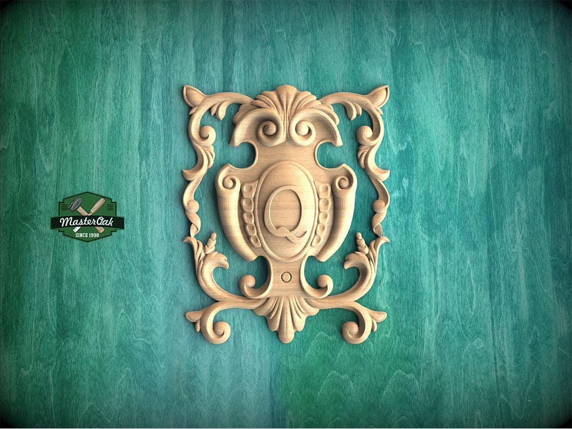 Personalized Grace: Regal Wooden Onlay, Unpainted, 1pc, Home Wall Embellishments, Furniture Carving