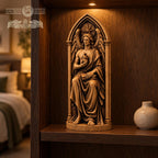 Lucifer Light Bearer Statue, Winged Torch Holder in Solid Oak, Morning Star Sculpture, Gothic Altar Decor, Occult Gift