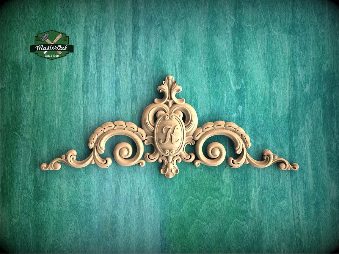 Personalized Classic Onlay with Volutes and Spirals - Home Decor Decoration, Unpainted, 1pc, Home Wall Embellishments, Furniture Carving