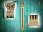 Wooden Carved Classic Corinthian Column Pilaster,  wood ionic  pilaster, 1pc, Unpainted, Carved Wood Trim Post Pillars, Flat Back Columns