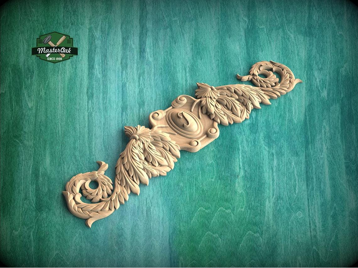 Personalized Carved Wood Applique for Kitchen Hood, 1pc, Unfinished, Home Wall Embellishments, Furniture Carving, Wood Onlay
