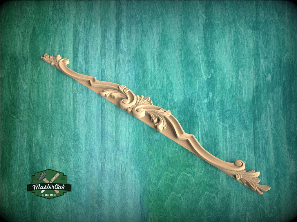 Acanthus Leaf Scroll Applique with Stepped Profile for Furniture Tops