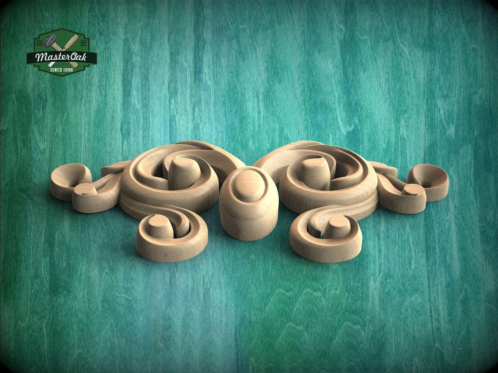 a group of wooden objects sitting on top of a green surface