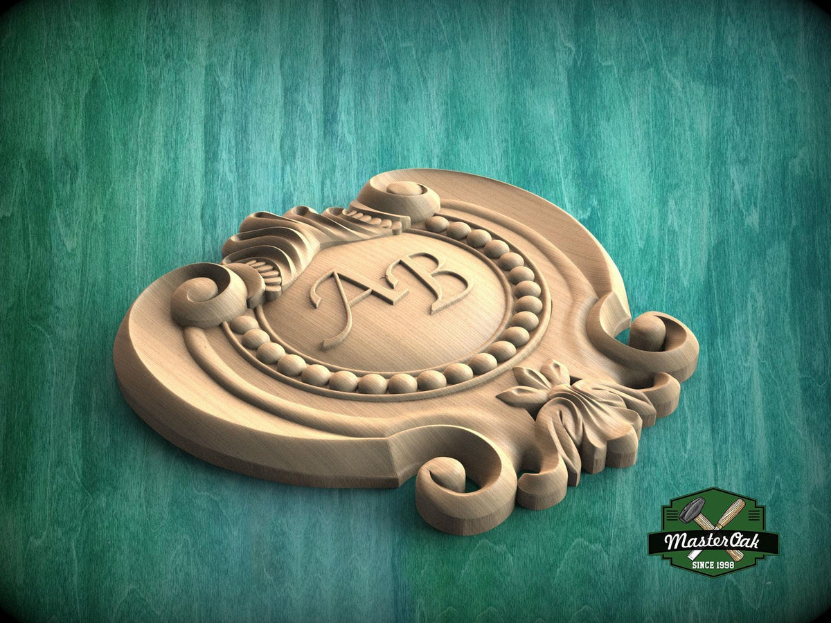 Personalized Acanthus & Beadwork Wooden Carved Onlay, Unpainted, 1pc, Home Wall Embellishments, Furniture Carving, Ornamental Woodwork
