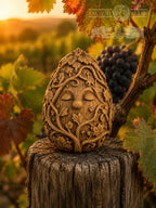 Wine Spirit Figurine, Carved Oak Vineyard Guardian, Wine Cellar Decor, Grape Vine Sculpture, Gift for Wine Lover, 2.76 Inch