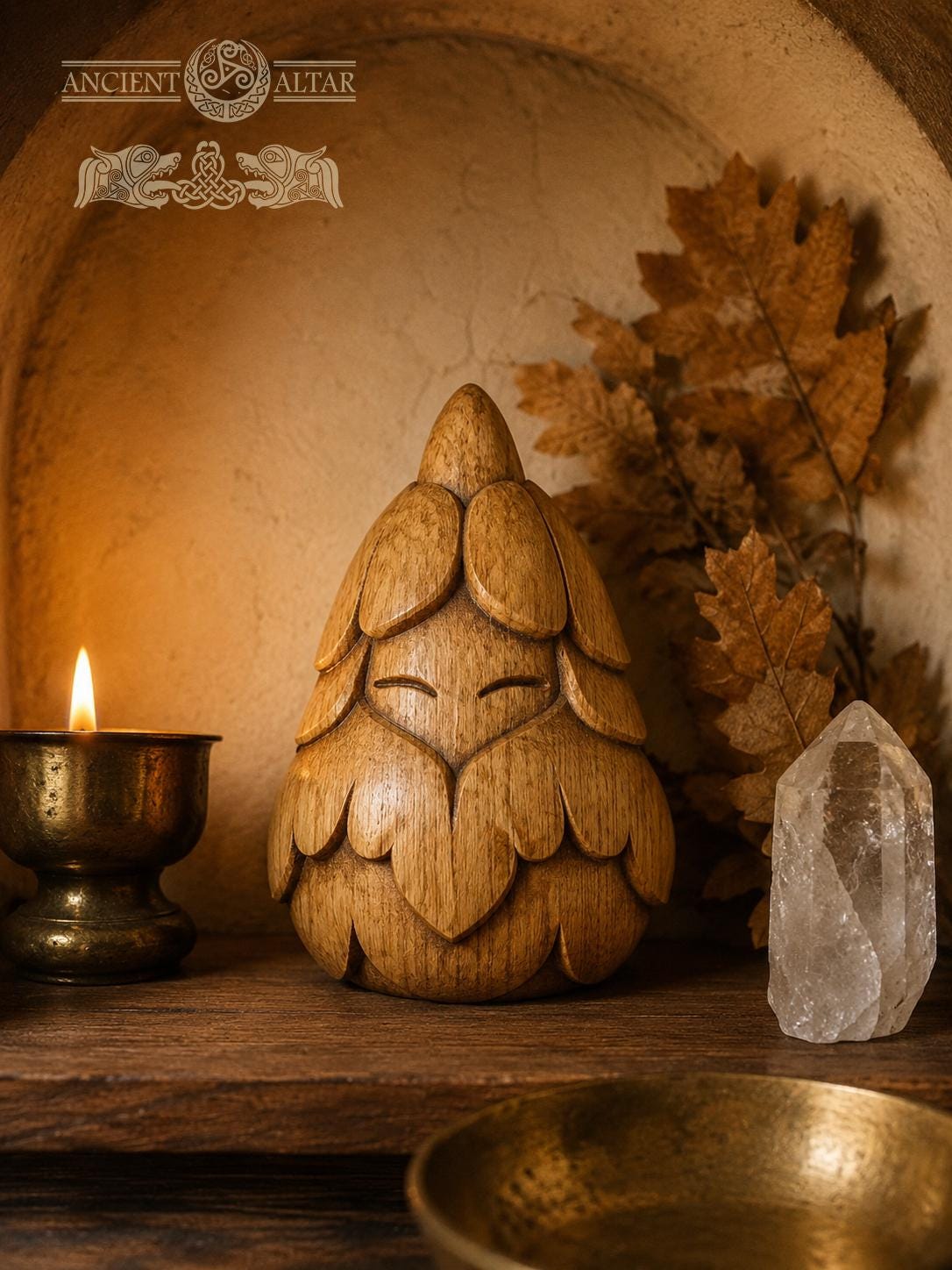Wooden Flower Spirit Figurine, Bloom Keeper Oak Plant Guardian, Cottagecore Decor, Plant Lover Gift, Woodland Good Luck Charm