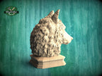 Carved Wolf Head Sculpture - Wooden Newel Post Finial, Nordic Style Animal Art Topper