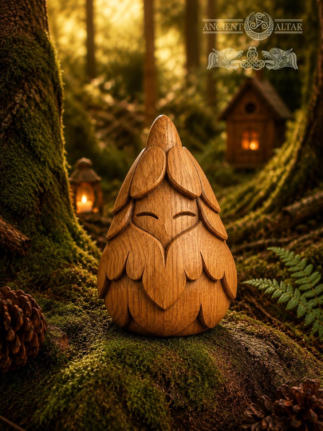 Wooden Flower Spirit Figurine, Bloom Keeper Oak Plant Guardian, Cottagecore Decor, Plant Lover Gift, Woodland Good Luck Charm