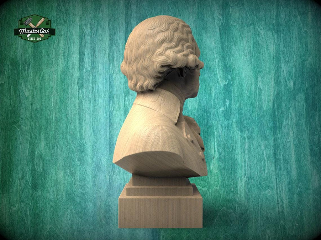 George Washington Bust, Hand-Finished Wood Sculpture | 1st President Decor