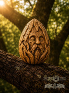 Wooden Forest Spirit Figurine – Ancient Bark Sage, Woodland Guardian Decor