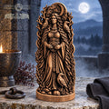 Morrigan Raven Queen Figurine, Celtic War Goddess Statue, Wooden Irish Deity, Dark Pagan Altar Decor, Witchcraft Gift