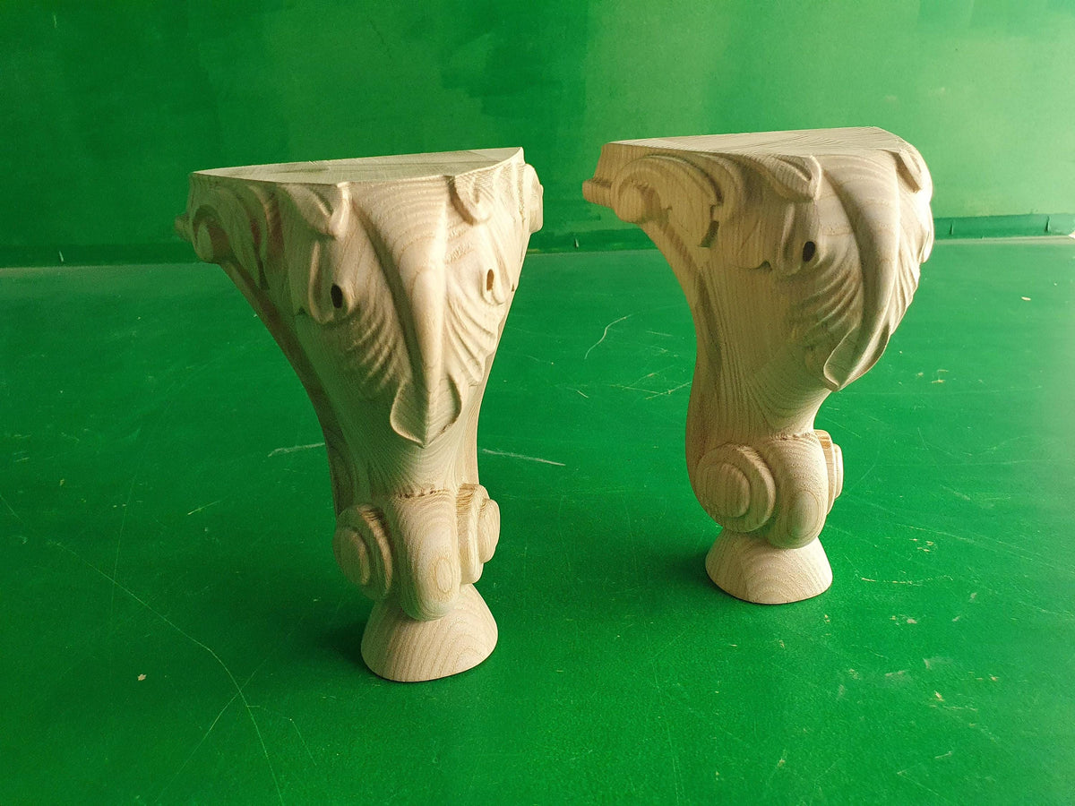 Pair of Short Carved Legs, Set 2pc, classic style legs
