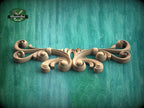 Grand Scroll Wood Applique – Ornamental Crest with Flowing Curves