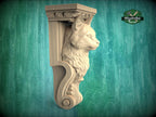Carved Wooden Cat Corbel – Decorative Wall Bracket with Animal Head