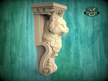 Load image into Gallery viewer, Carved Wooden Cat Corbel – Decorative Wall Bracket with Animal Head
