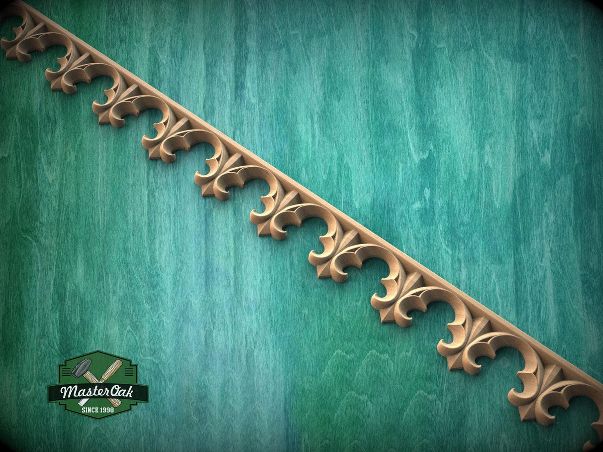 Gothic Ornamental Wood Trim Molding | Carved and Hand-Finished Applique | Furniture or Frame Decor
