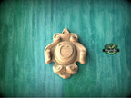Personalized Noble Emblem: Ornate Wooden Cartouche Onlay, Unpainted, 1pc, Home Wall Embellishments, Furniture Carving