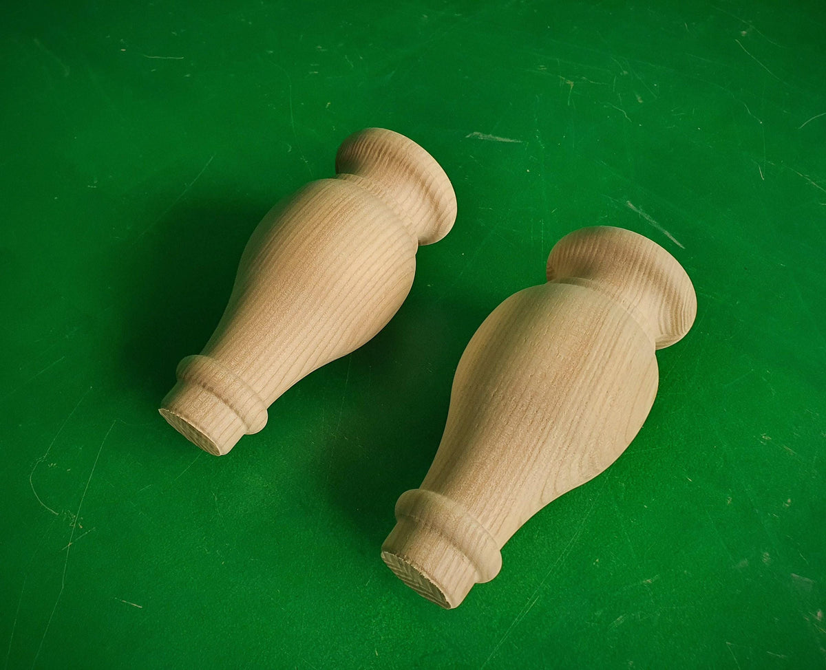 Round Wooden Table Legs – Set of 2 Classic Turned Furniture Legs, Baroque Style Carved Wood Feet