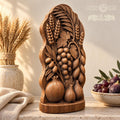 Seven Species Oak Wood Sculpture, Grapes Pomegranate and Fig Relief, Botanical Judaica Decor, Jewish Housewarming Gift