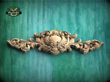 Load image into Gallery viewer, Baroque Crest with Cartouche – Ornate Carved Wood Applique for Furniture
