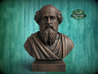 Archimedes Bust, Hand-Finished Wood Sculpture | Science History Gift for Office Library Decor