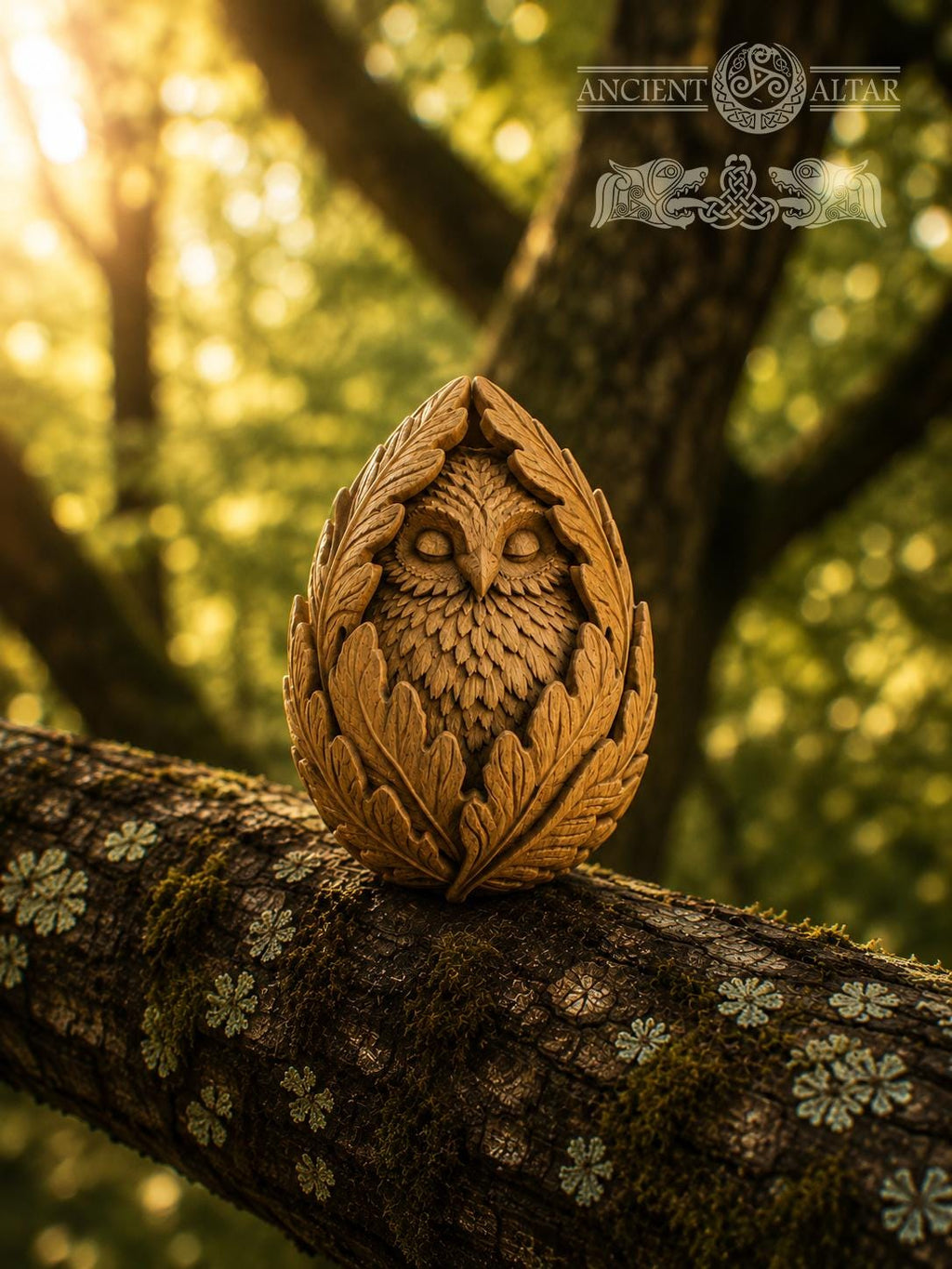 Sleeping Owl Forest Spirit, Carved Oak Owl Figurine, Woodland Guardian Statue, Nature Lover Gift, Rustic Forest Decor