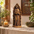 Brigid Goddess Statue with Book and Sacred Flame, Wooden Celtic Deity Figurine, Imbolc Altar Decor, Irish Pagan Gift