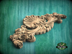 Seashell and Rosebud Symphony Wood Carving, Roses and Shell Carved Applique, 1 pc, Unpainted, decorative wood onlay