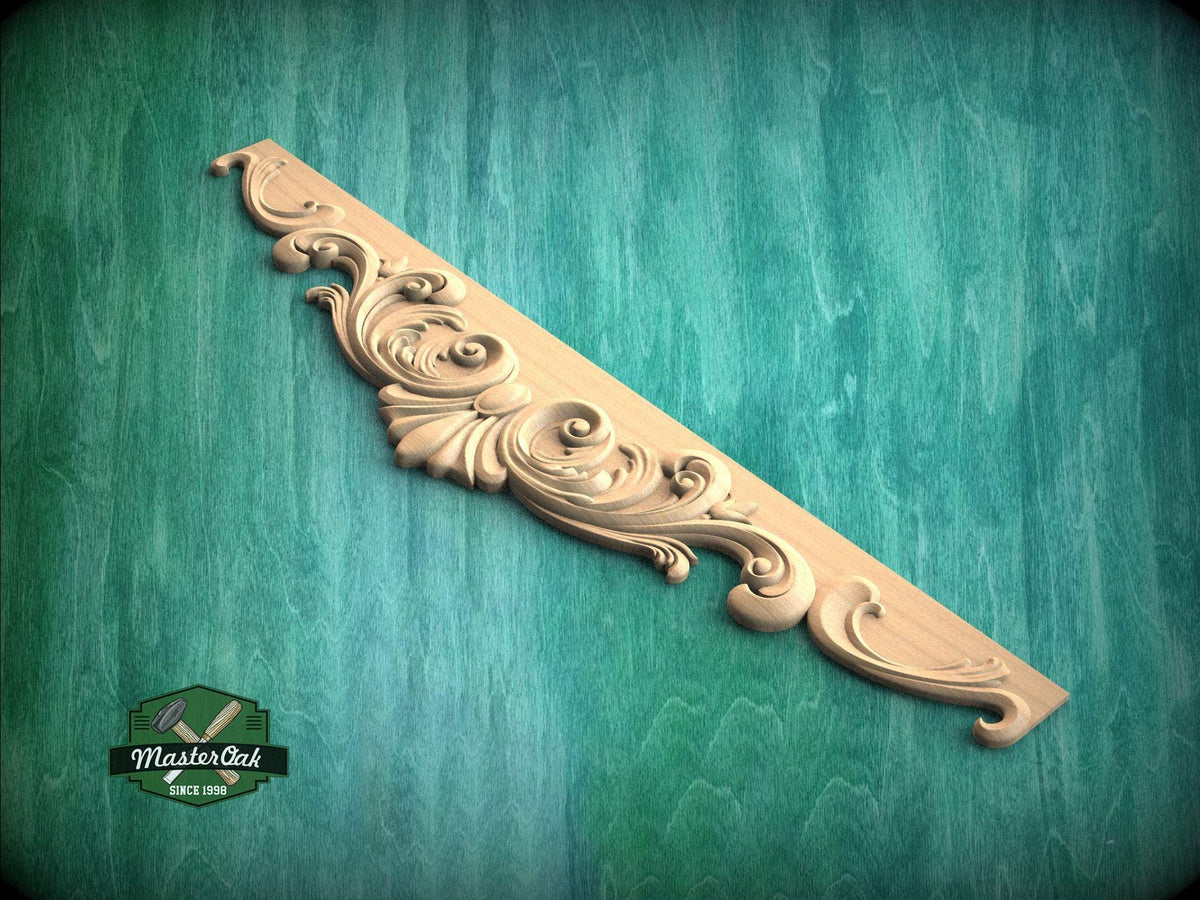 Wooden Shell Pediment – Carved Baroque Acanthus Frieze for Cabinets