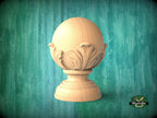 Wooden Round Newel Cap with Acanthus Carving – Finial Post Cap for Staircase