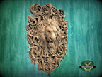 Majestic Carved Lion Head Wood Applique – Baroque Scrollwork Home Accent