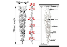 Load image into Gallery viewer, Custom order. Vertical carved onlay with floral motif, carved floral ornament with custom design, 1pc, Multi-toned Ash and PUR glue
