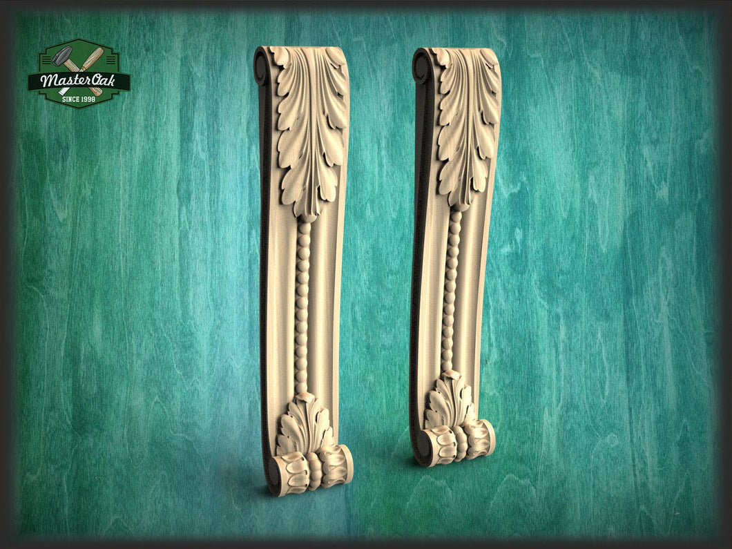 Custom size Perfect Carved Wooden Decorative Architectural,  Set 2pc