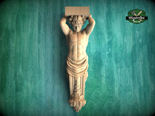 Load image into Gallery viewer, Atlas Corbel - Classical Architectural Element, Unpainted, Decor Carved Wooden Corbel, 1pc, Home Wall Embellishments, wood wall art decor
