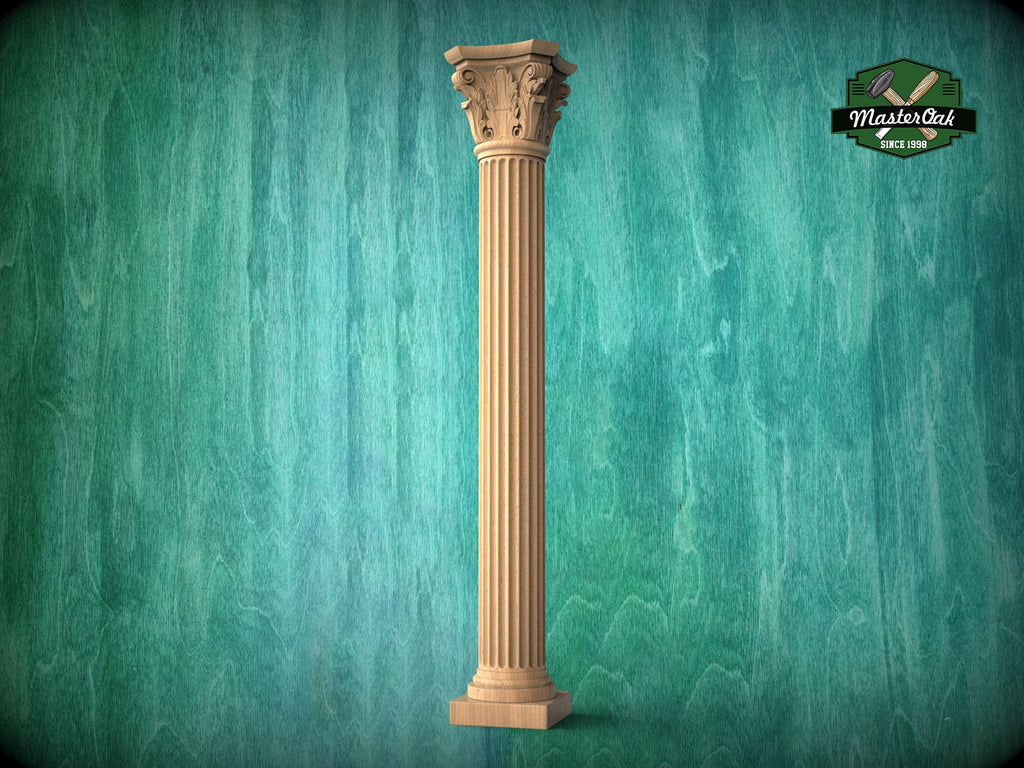 The Elegant Wooden Corinthian Column, Corinthian Wood Column for Architectural Beauty, 1pc, Unpainted