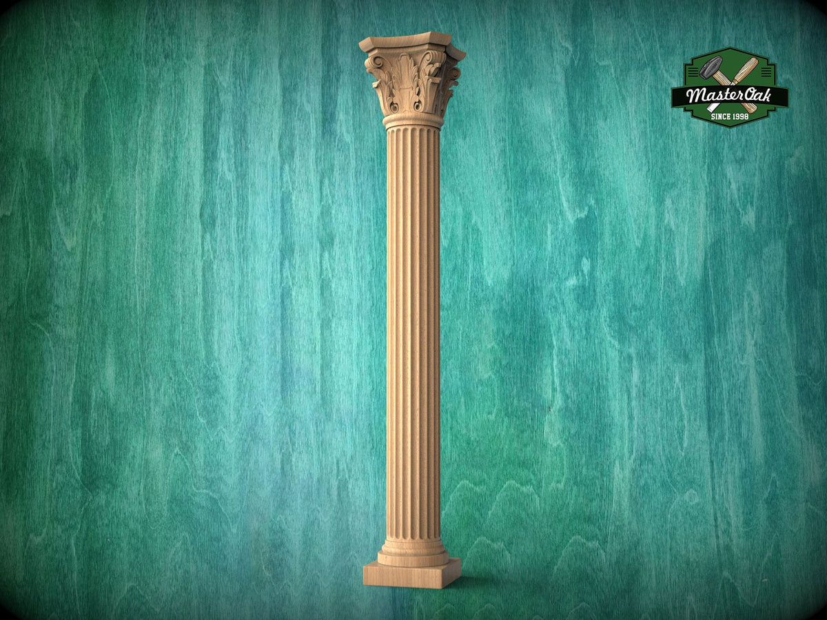 The Elegant Wooden Corinthian Column, Corinthian Wood Column for Architectural Beauty, 1pc, Unpainted