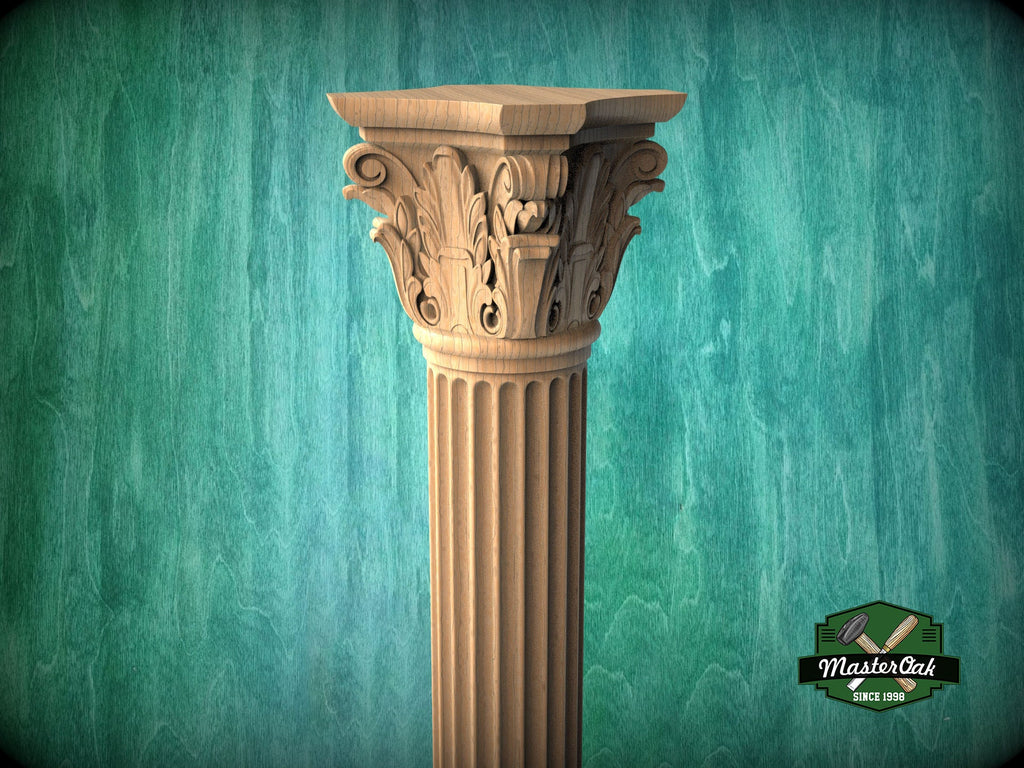 The Elegant Wooden Corinthian Column, Corinthian Wood Column for Architectural Beauty, 1pc, Unpainted