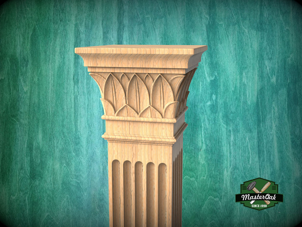 Square-Top Corinthian Column Craft, Wood Column for Architectural Beauty, 1pc, Unpainted