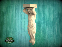 Load image into Gallery viewer, Atlas Corbel - Classical Architectural Element, Unpainted, Decor Carved Wooden Corbel, 1pc, Home Wall Embellishments, wood wall art decor
