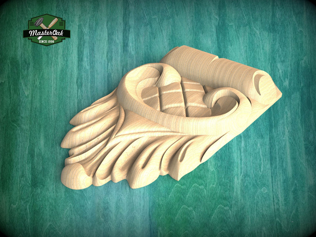 Victorian Verve: Exquisite Carved Wooden Corbel, 1pc, Antique wooden onlay, Furniture wooden applique, Unpainted, Home Wall Embellishments