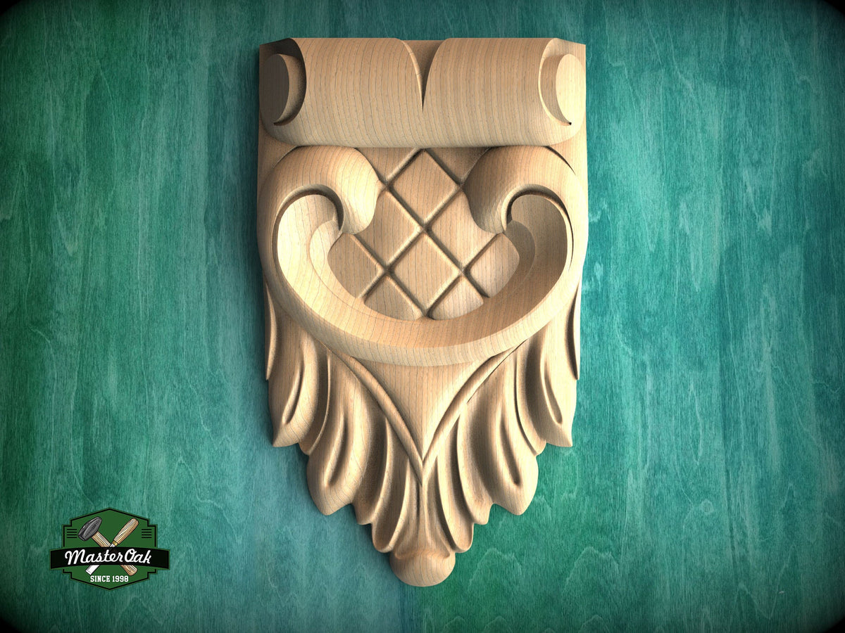 Victorian Verve: Exquisite Carved Wooden Corbel, 1pc, Antique wooden onlay, Furniture wooden applique, Unpainted, Home Wall Embellishments