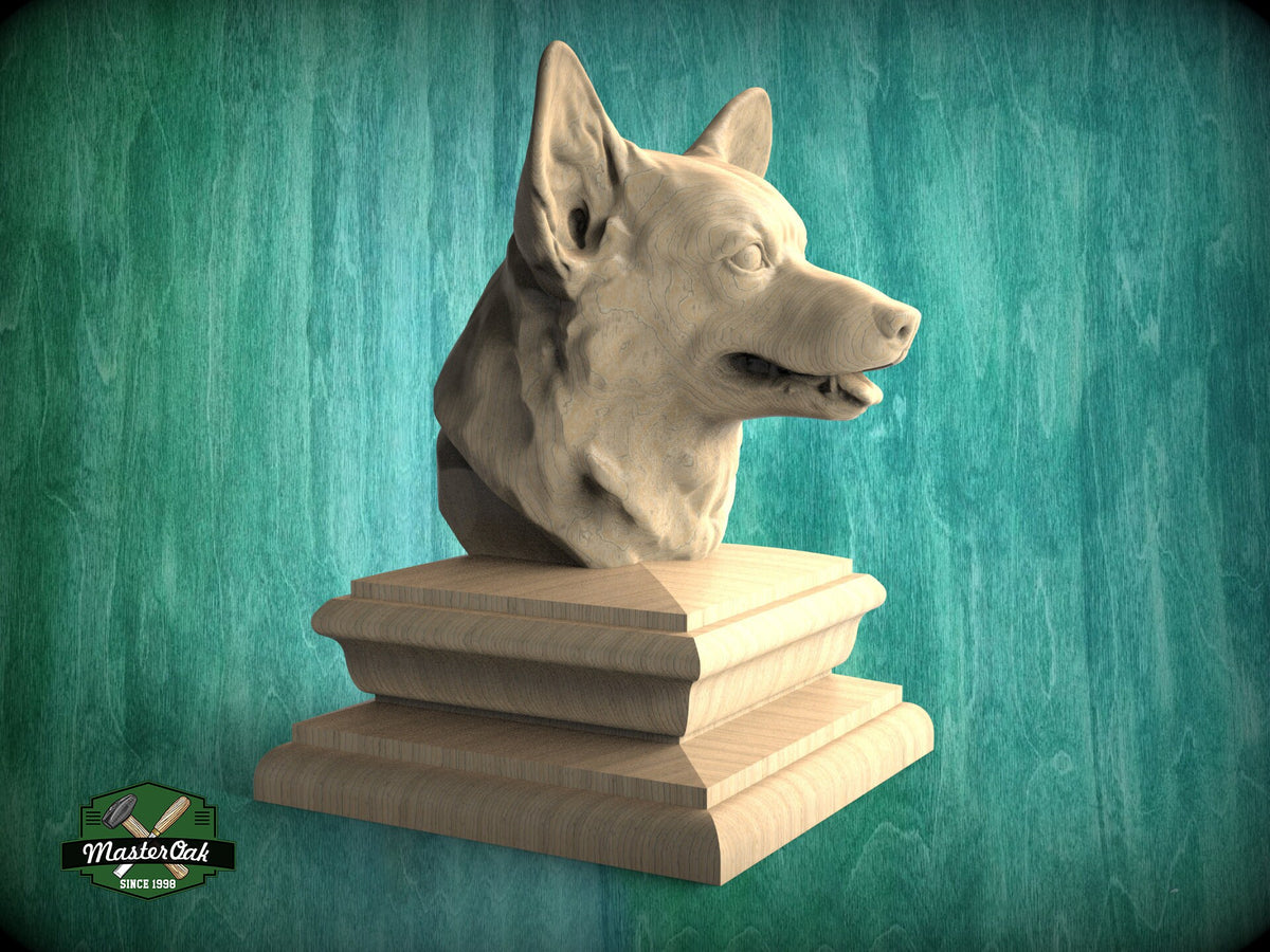 Corgi bust made of wood, Unpainted, Corgi Wooden Finial for Staircase Newel Post, Corgi finial bed post